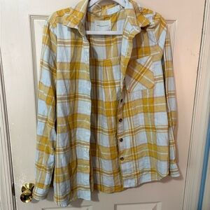 Aeropostale Mustard and Cream Checkered Shirt